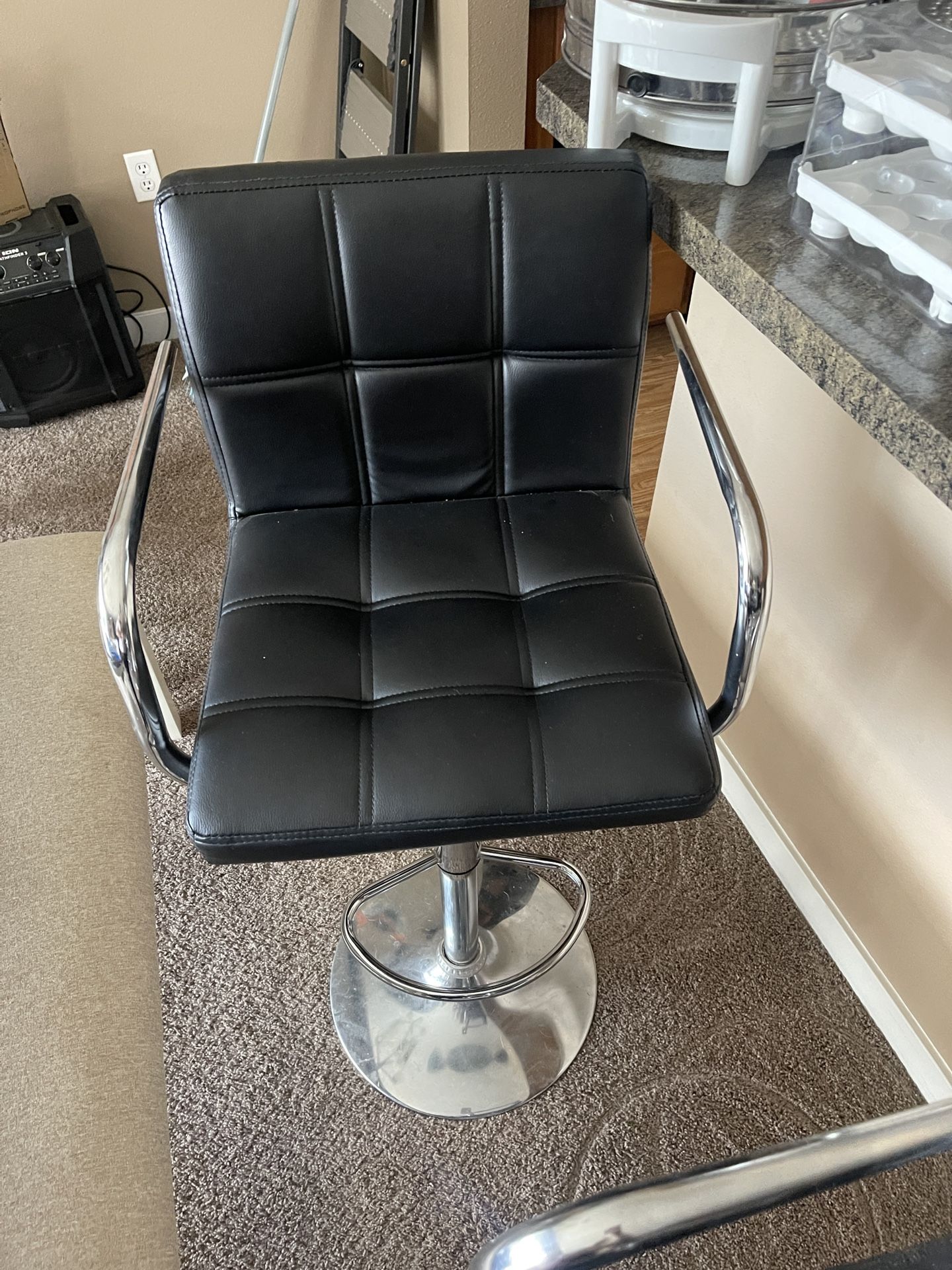 Three Black Swivel Stools