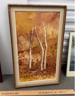 Mid Century Oil on canvas Fall Aspens Painting