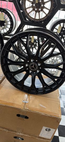 20” MERCEDES AMG WHEELS STAGGERED + TIRES (4) NEW MATTE BLACK-WE FINANCE