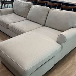 Pottery Barn Buchannon Reversible Chaise Sectional Couch - light beige