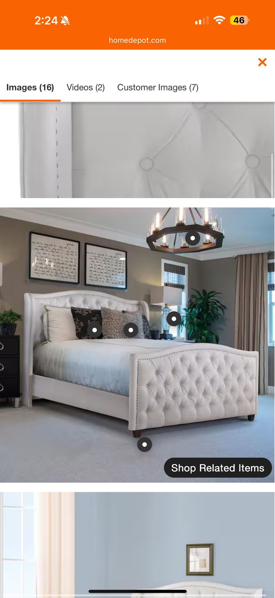 Upholstered White Queen Bed Frame
