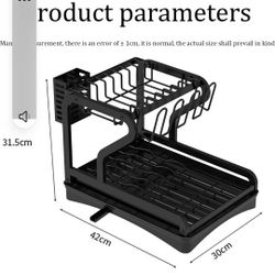 Dish Drainers Dish Drying Rack and Drainboard Set,2 Tier Large Dish Rack with Swivel Spout,Utensil Holder and Cup Rack,Stainless Steel Dish Drainer fo