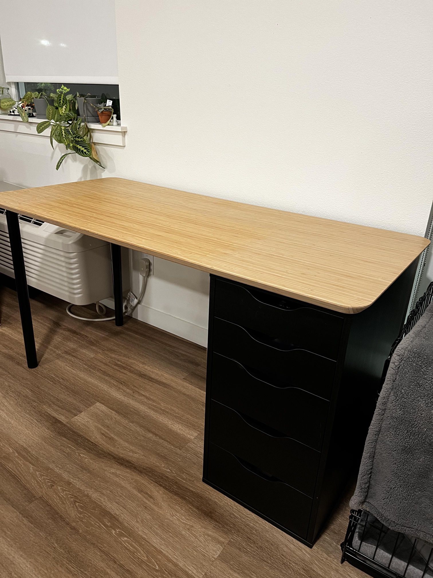 55x25” IKEA Bamboo Desk With Alex Drawer
