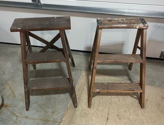 Wood step ladders, sleds