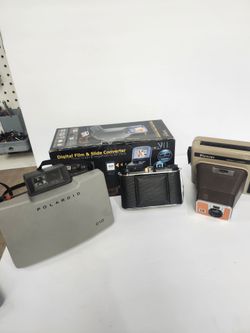 Vintage Camera Lot with Film & Slide Converter
