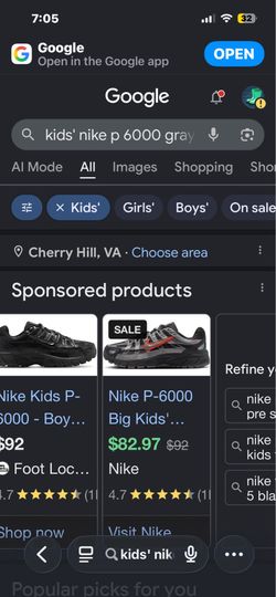 P6000 for big kids size 5in a half
