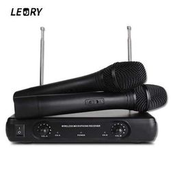 PROFESSIONAL VHF Wireless Microphone System Dual Handheld 2 x Mic Wireless Receiver for Karaoke Party KTV Speech Meeting