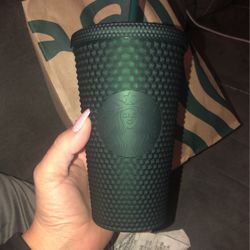 Brand new dark green studded Starbucks cup/Tumblr