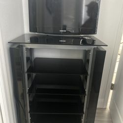 40" Hisense TV with Remote & Black Glass TV Stand $100