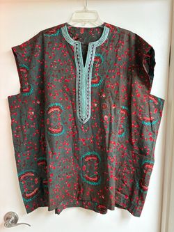Ghana Vtg Wax Print Kaftan Pockets Dashiki African Medallion Tank Boho 3XL Plus