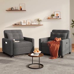 Gray Upholstered Accent Chair with Side Pocket