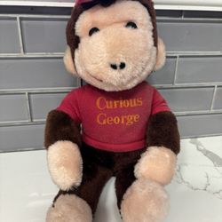 Vintage Knickerbocker Curious George Plush Toy – Red Shirt – 1970s