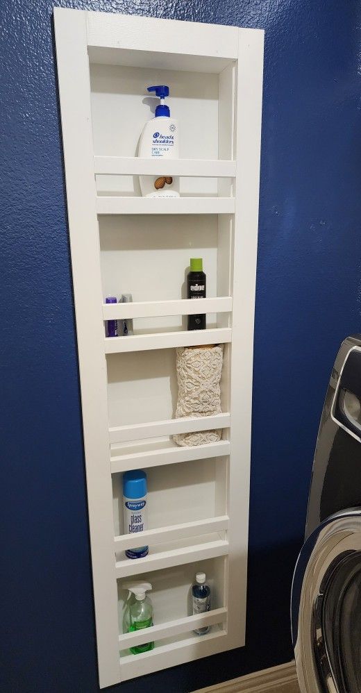 Storage Shelf Cabinet inset into wall