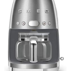 Smeg 1950's Retro Style 10 Cup Programmable Coffee Maker Machine (Stainless Steel)