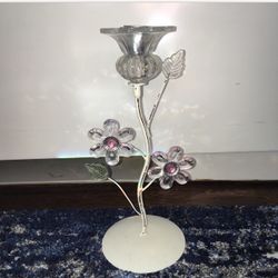 Shabby Chic Flower Design Candlestick Holder