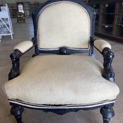 Antique Figural Woman Hand Carved Accent Chair Mahogany 