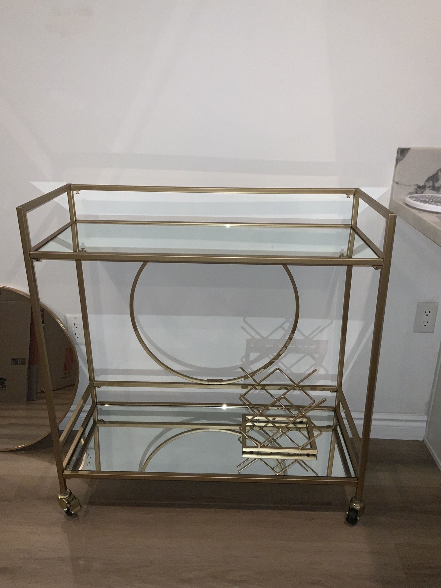 Gold Bar Cart With Wine Rack