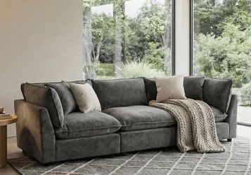 2088i  Oversized Modular Sectional Sofa, ChenilleCloud Couch, Deep Comfy Seat, 3-Seater Sofas Couches for Living Room, Dark Grey