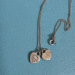 Double Heart Tag Pendant in Silver, Mini