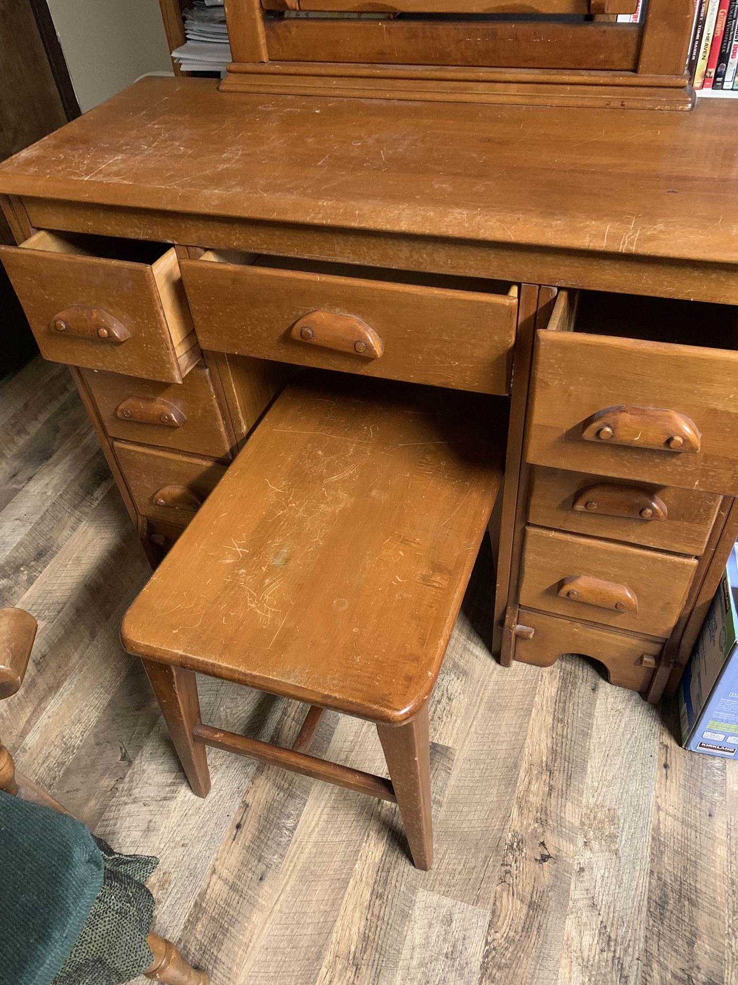 Vanity With Mirror And Bench