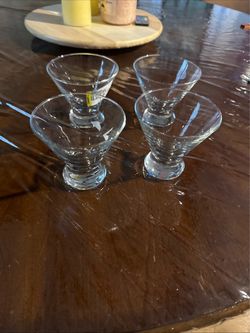 Set of 4 Clear Glass Martini Glasses