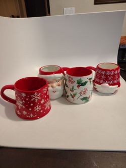 4 big Christmas mugs