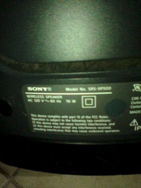 Sony Wireless Speaker Model # Srs-xp500