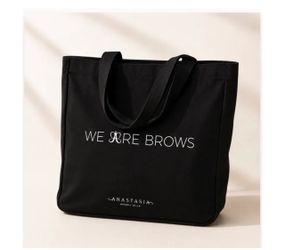 Anastasia Beverly Hills, “We Are Brows" Black Fabric Tote Bag, 15” x 14”