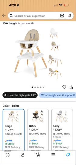 6 in 1 High Chair for Babies & Toddlers, Convertible Wooden Baby Highchair