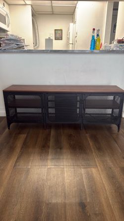 Industrial Metal and Wood TV Stand Console