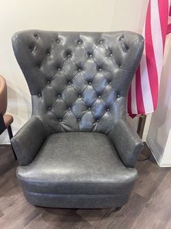 Gray Tufted Wingback Accent Chair