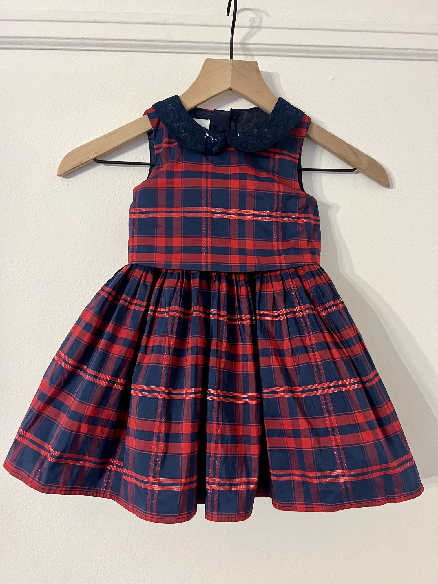 Jasper Conran Junior Baby girl Christmas/holiday red and dark blue plaid dress size 12-18 months