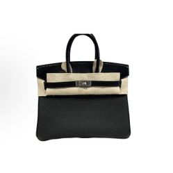 HERMES Birkin 25 Silver Buckle Touch Lizard Leather Platinum Bag Handbag Regular Women's 89 Nior Black(190)56