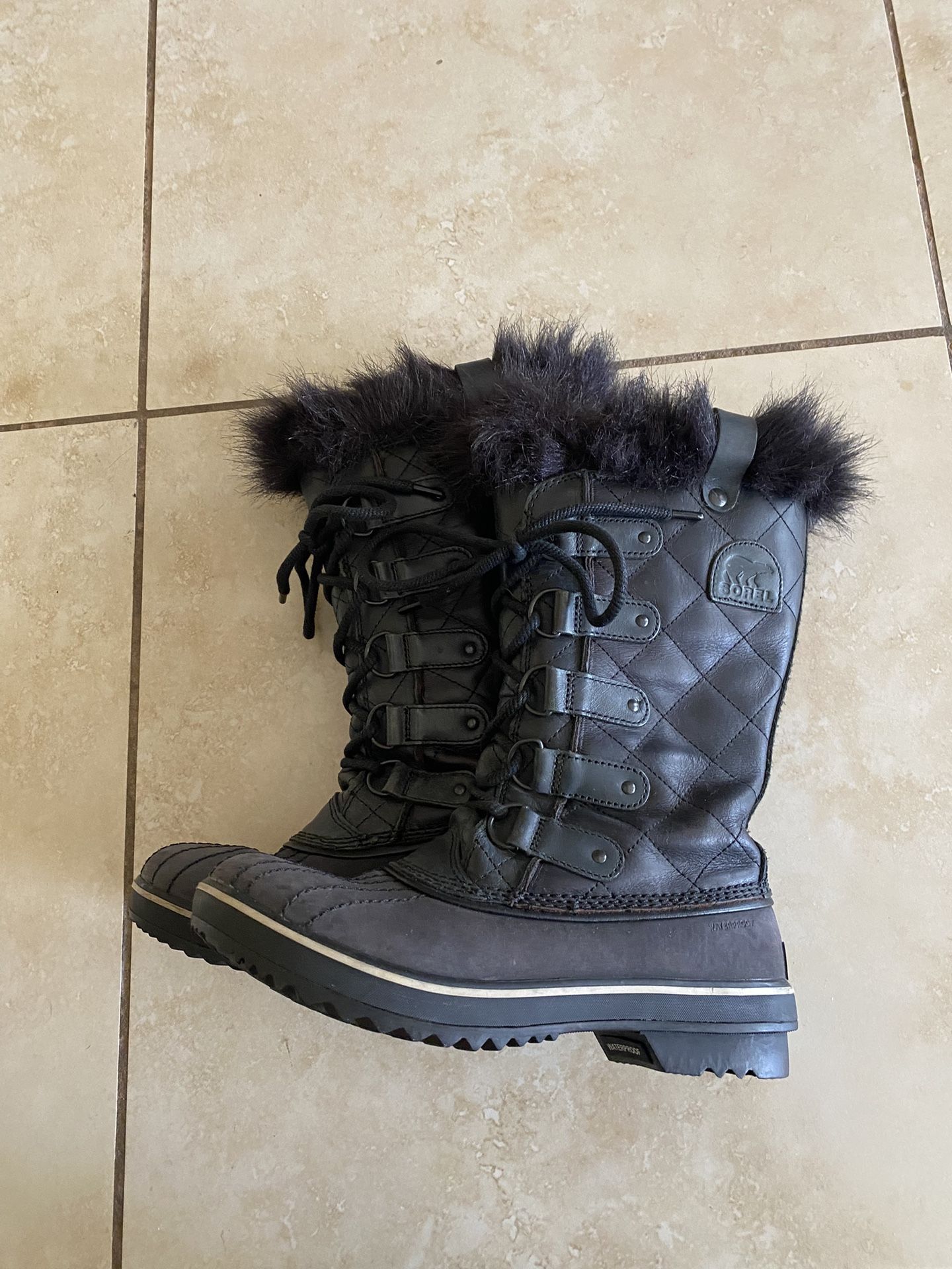 SOREL Winter Black Boots 7.5 Snow Rain Waterproof