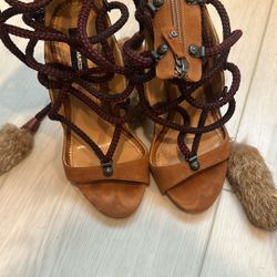 DSQUARED brown Fur Heels 