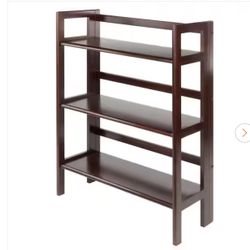 Terry 3-Tier 38 in. H Foldable Walnut Bookshelf