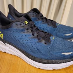 HOKA ONE Mens Clifton 8 'Blue Coral Butterfly' 1119393 Sneakers Size 16 D 