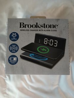 Brookstone 2-in-1 Wireless Charging Alarm Clock Night Stand
