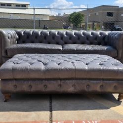 Restoration Hardware
 Kensington Leather Sofa/Ottoman