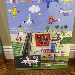Kids Canvas Art With Airport Theme 