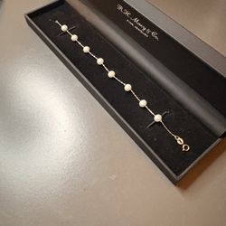 Real Pearl And White Gold Bracelet 