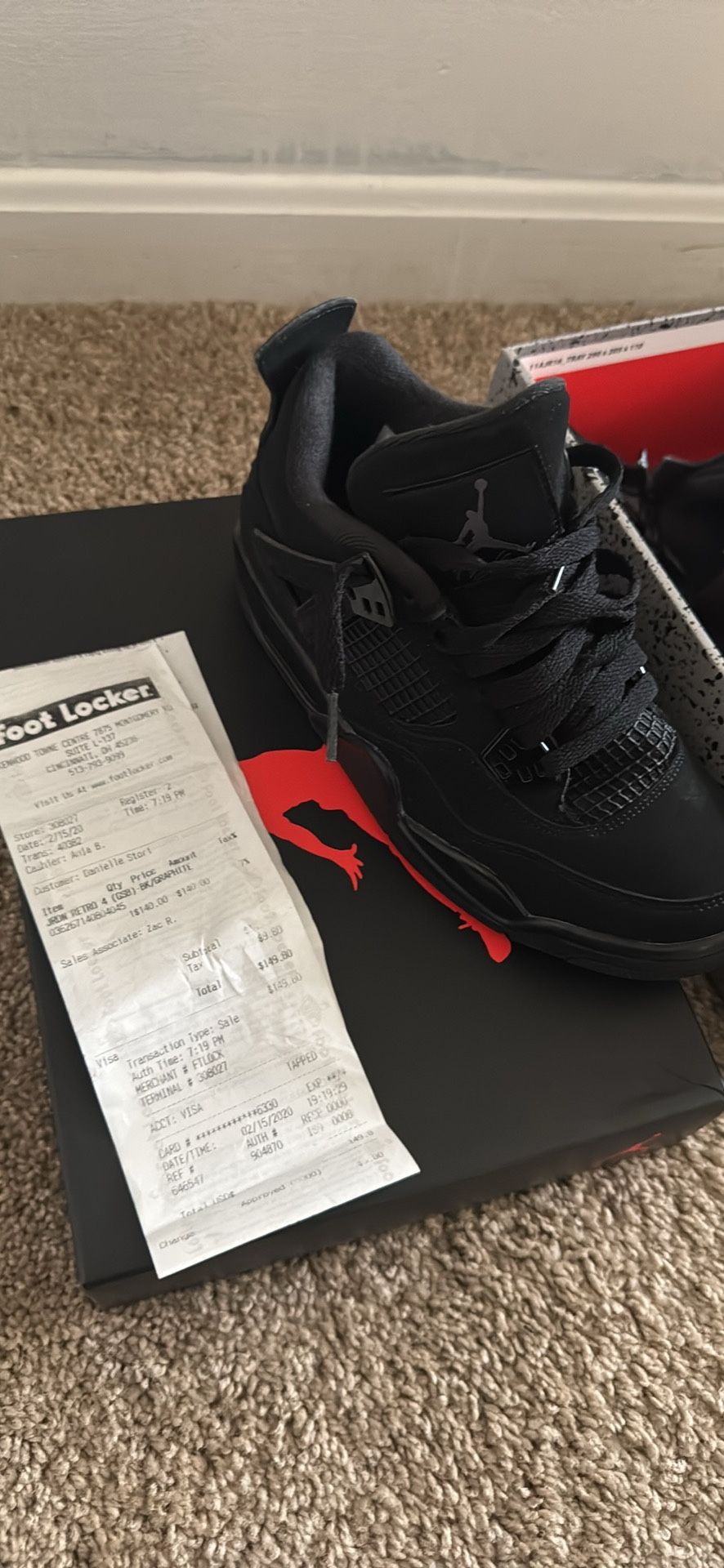 Jordan 4s “Black Cat” Size 4.5 GS