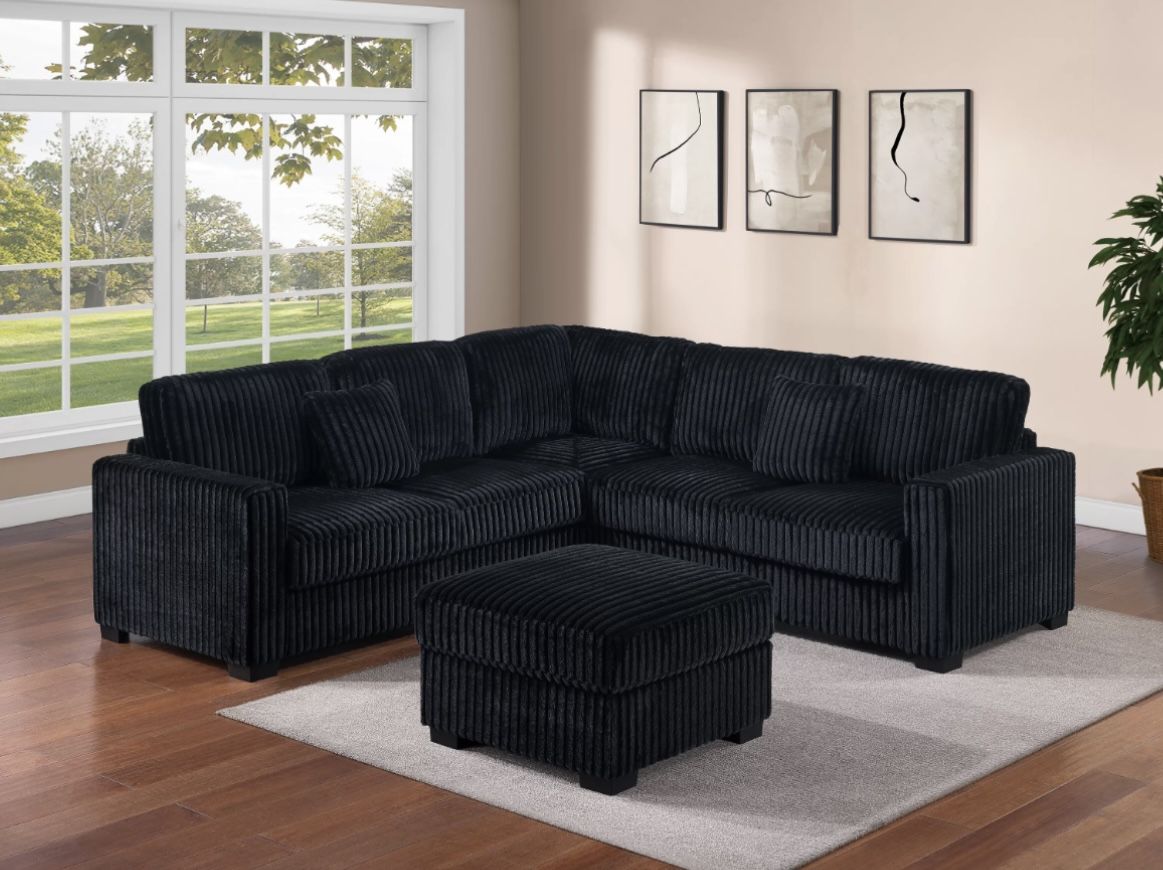 Corduroy Sectional Sofa With Ottoman 