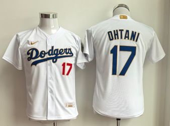 Ohtani Open Day Dodgers White Gold Jersey Men And Youth