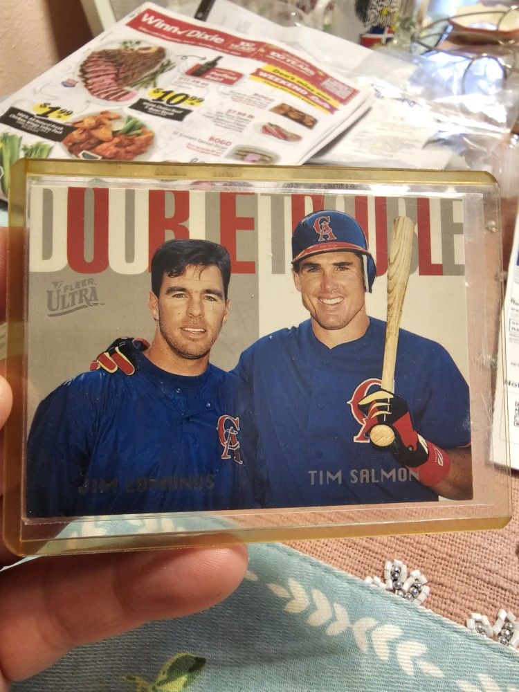 Jim Edmonds Tim Salmon '97 Fleer Ultra Double Trouble Insert Baseball Card 