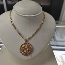 10k Solid Gold Necklace With Jesus Pendant 37.3 Grams 24 Long Layaway Available 10% Down If You Interested Please Make Sure You Ask For Maribel Thank 