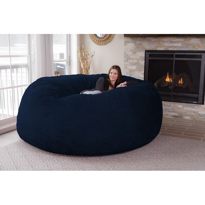Giant Bean Bag - with Navy Blue Suede Cover