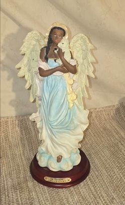 ​La Verona Collection African American Angel Holding Lamb Figurine