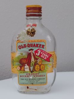 Vintage Empty Old Quaker Whiskey Bottle Paper Label