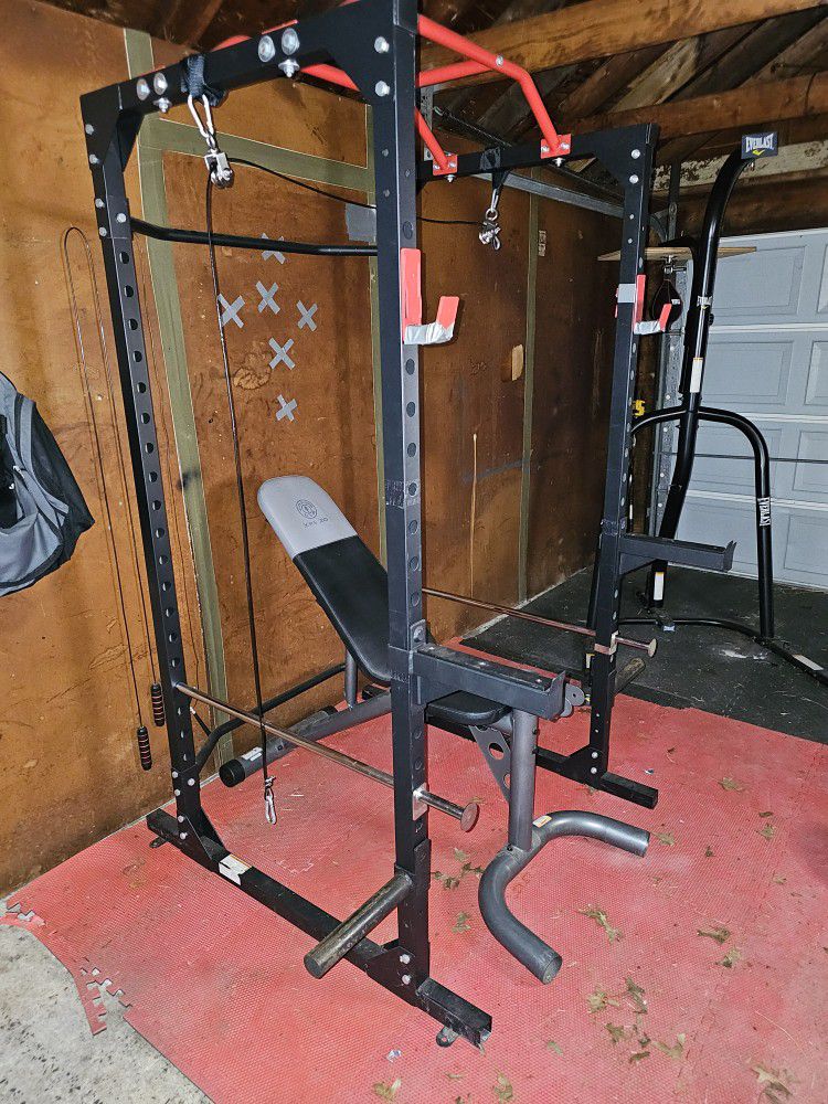 Weights- Plates, Bar, Rack And Post